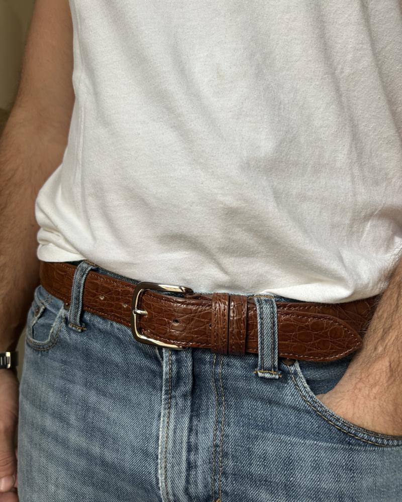 Silver metal buckle belt - Cocoa Brown - Image 6