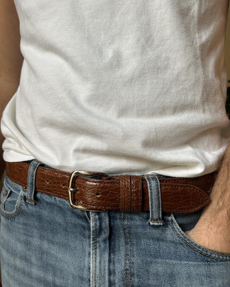 Silver metal buckle belt - Cocoa Brown - Image 7