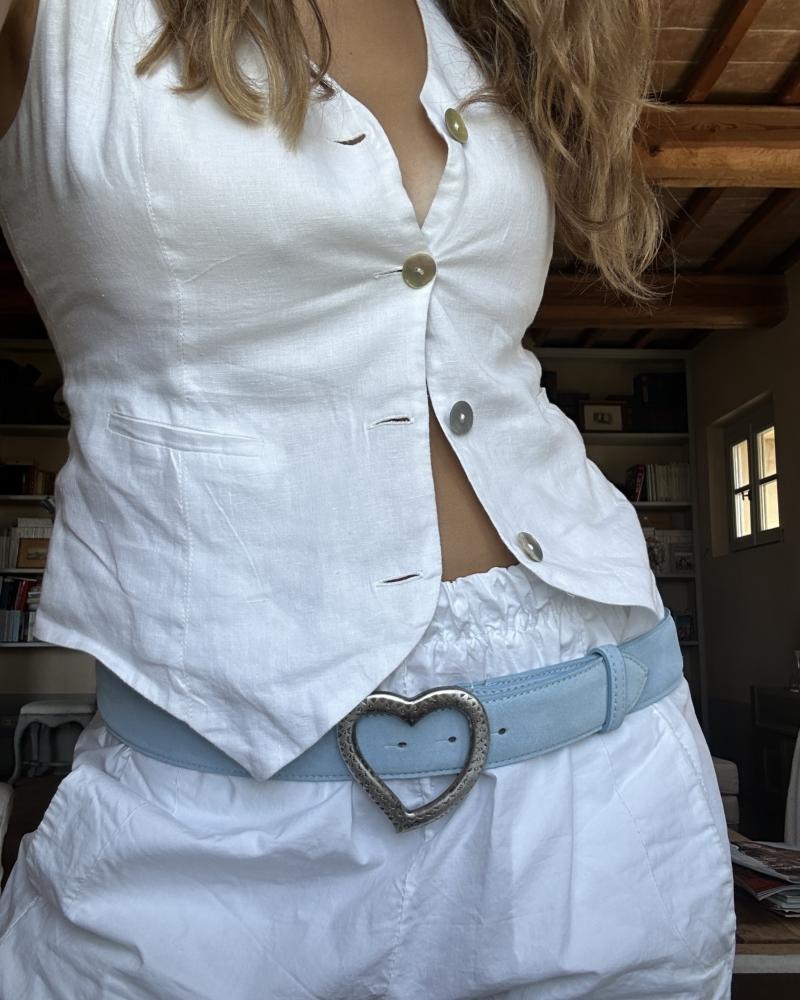 The Heart Belt - Light Blue Suede & Metal Buckle - Image 8