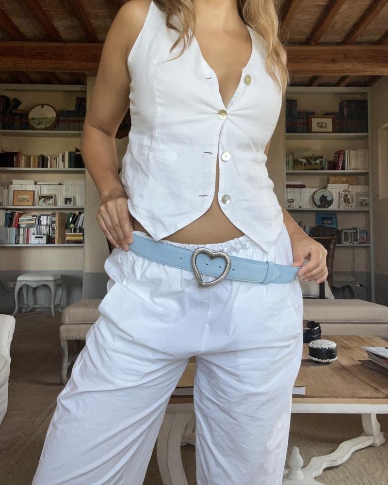 The Heart Belt - Light Blue Suede & Metal Buckle - Image 7