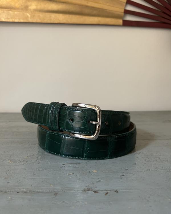 Cintura in fibbia metallo argentato - Verde Foresta