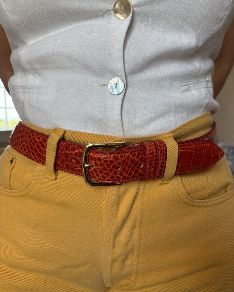 Gold metal buckle belt -Orange - Image 8