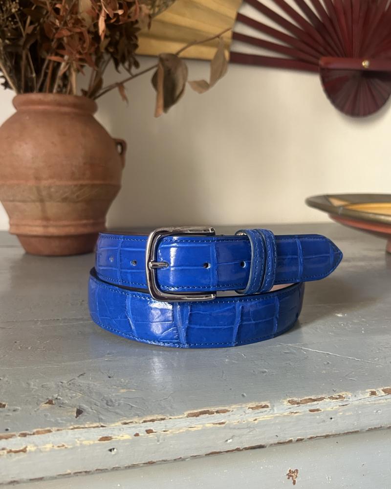 Silver metal buckle belt - Electric Blu  - Image 4