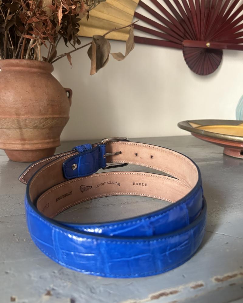 Silver metal buckle belt - Electric Blu  - Image 2
