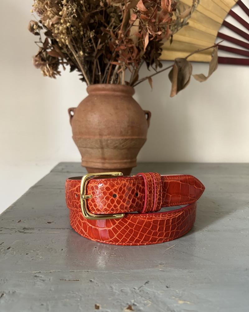 Gold metal buckle belt -Orange - Image 2