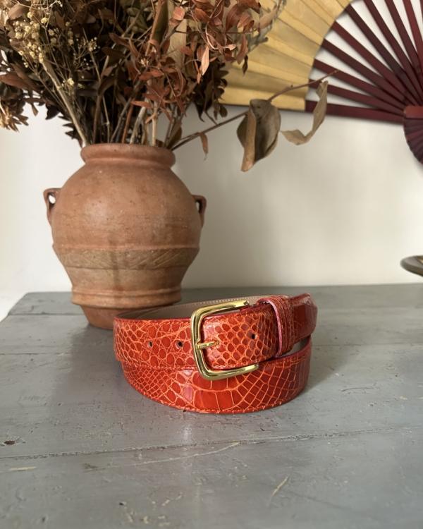 Cintura con fibbia in metallo dorata - Arancione