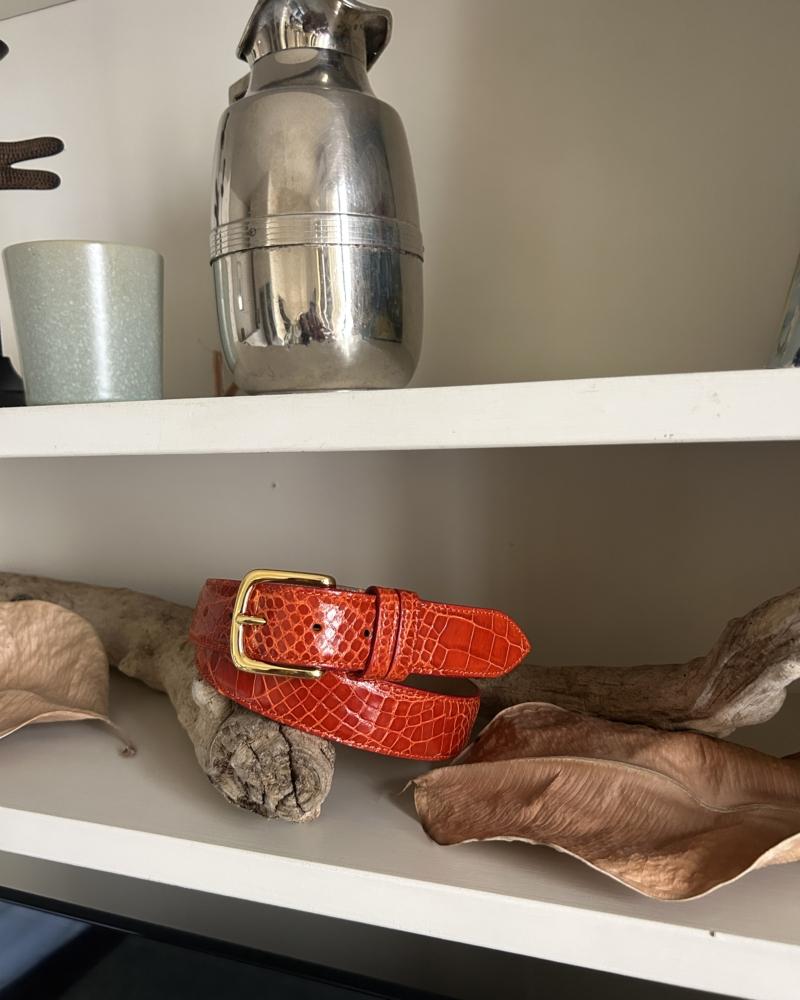 Gold metal buckle belt -Orange - Image 3