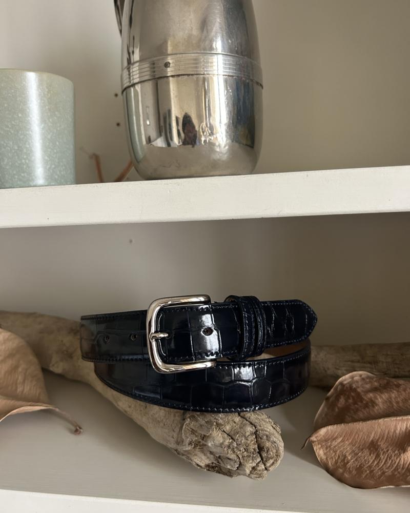 Silver metal buckle belt - Blu - Image 2