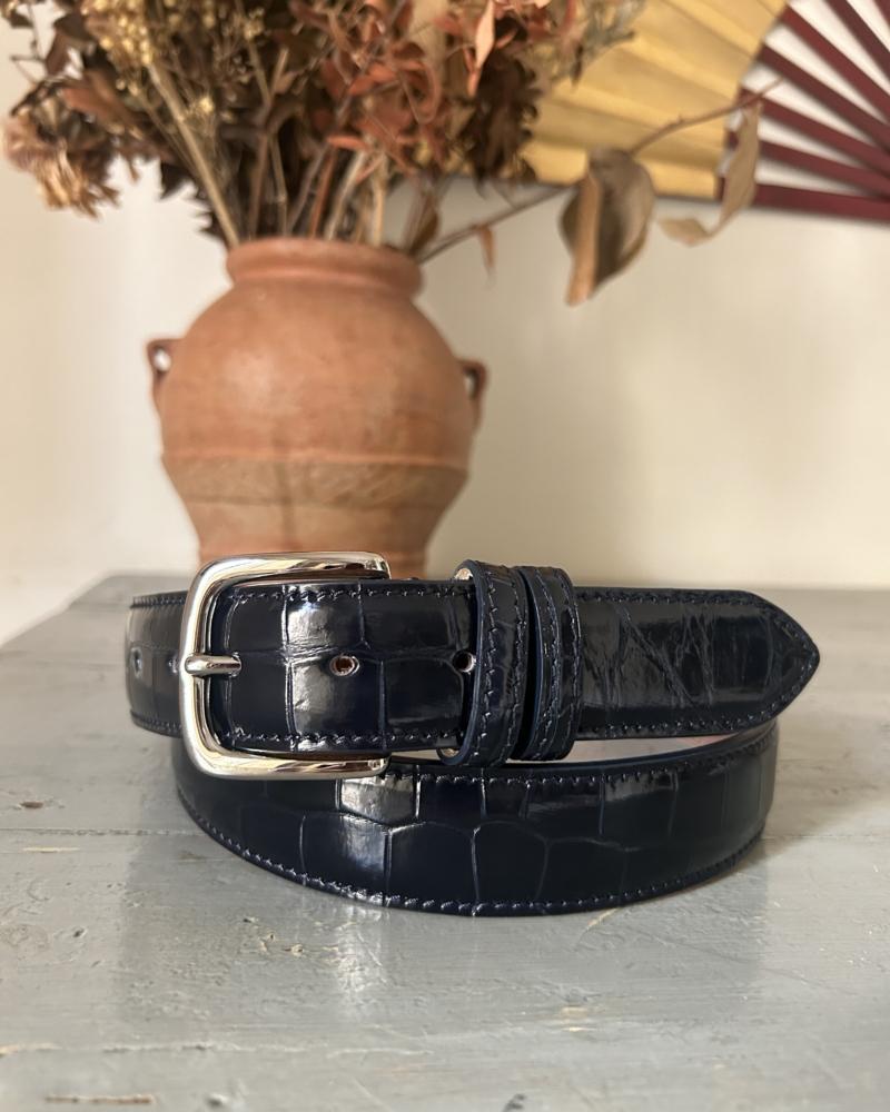 Silver metal buckle belt - Blu - Image 3