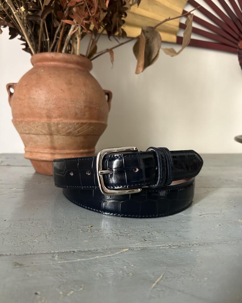 Silver metal buckle belt - Blu - Image 4