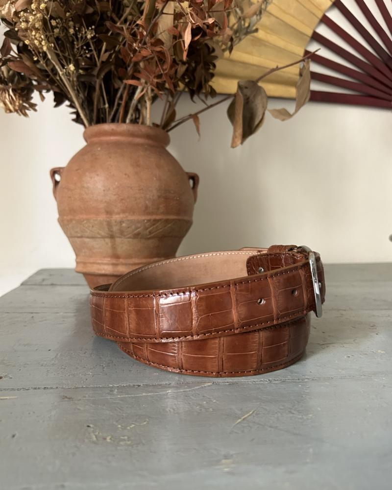 Silver metal buckle belt - Brown nuts - Image 4
