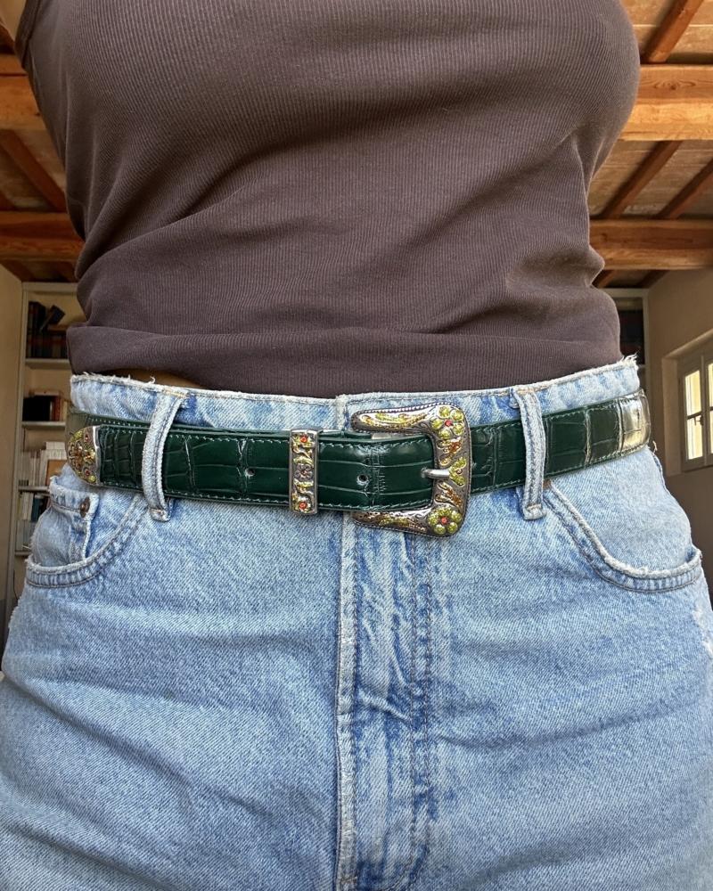 Rodeo belt - Forest Green & Mustard/Orange - Image 4