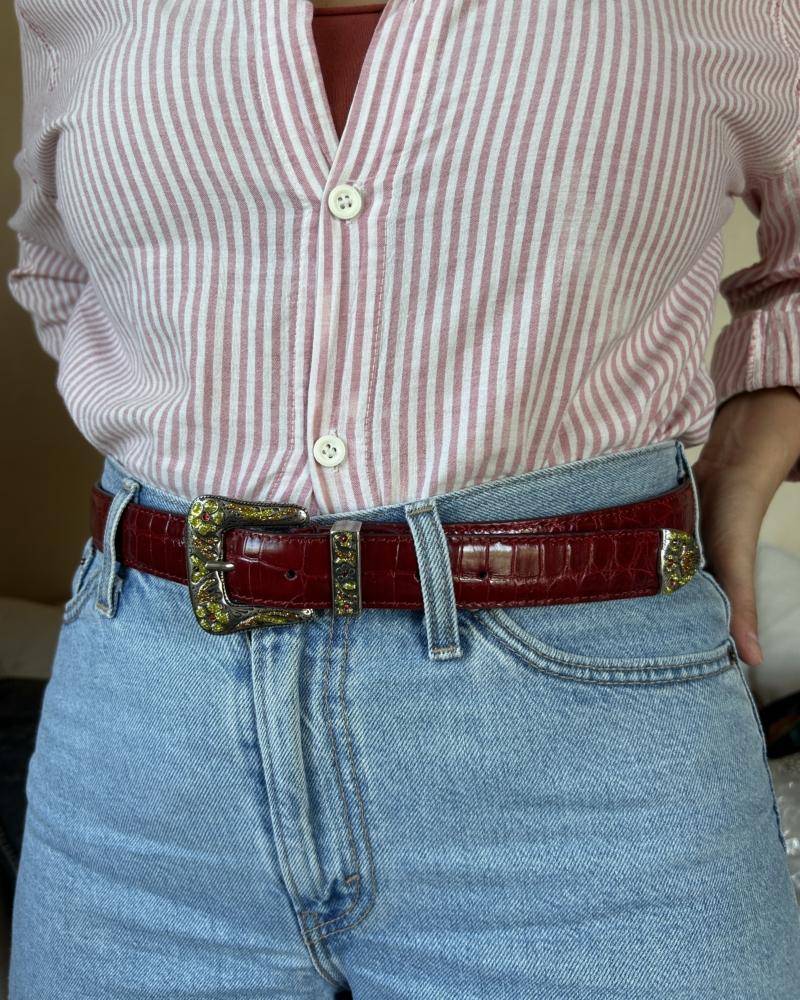 Rodeo belt -Cherry & Mustard/Orange - Image 5