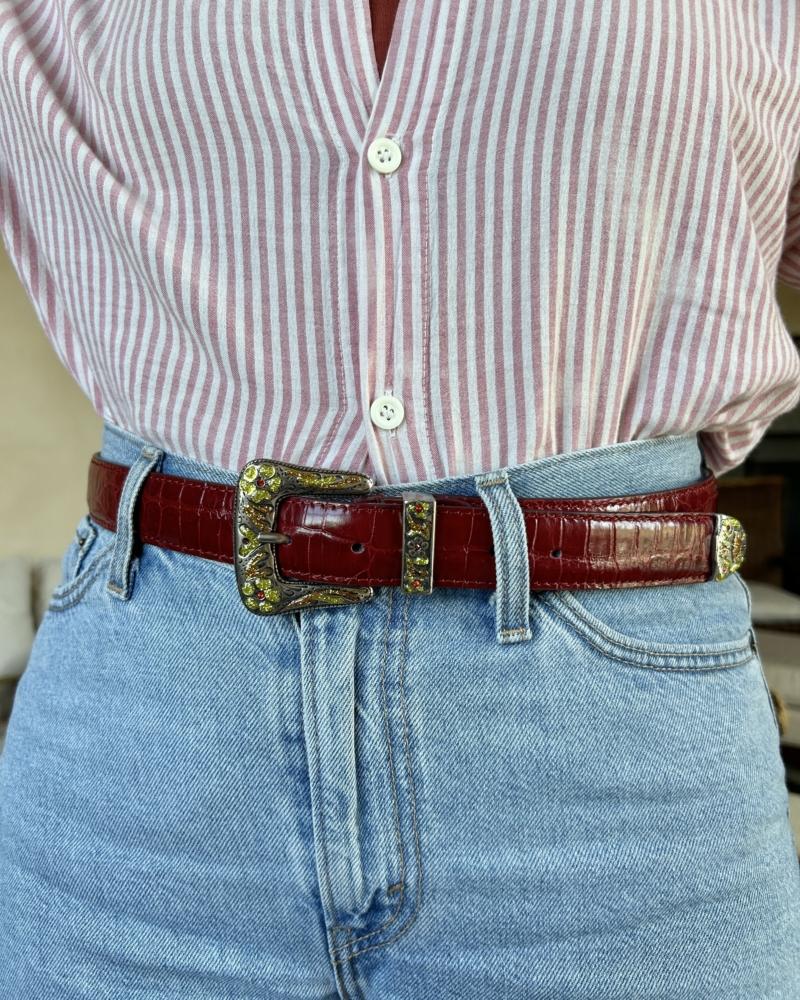 Rodeo belt -Cherry & Mustard/Orange - Image 6