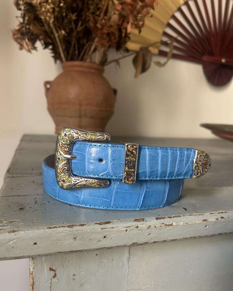 Rodeo belt -Pool & Mustard/Orange