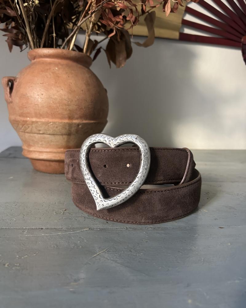 The Heart Belt - Brown Suede & Metal Buckle 2 - Image 2