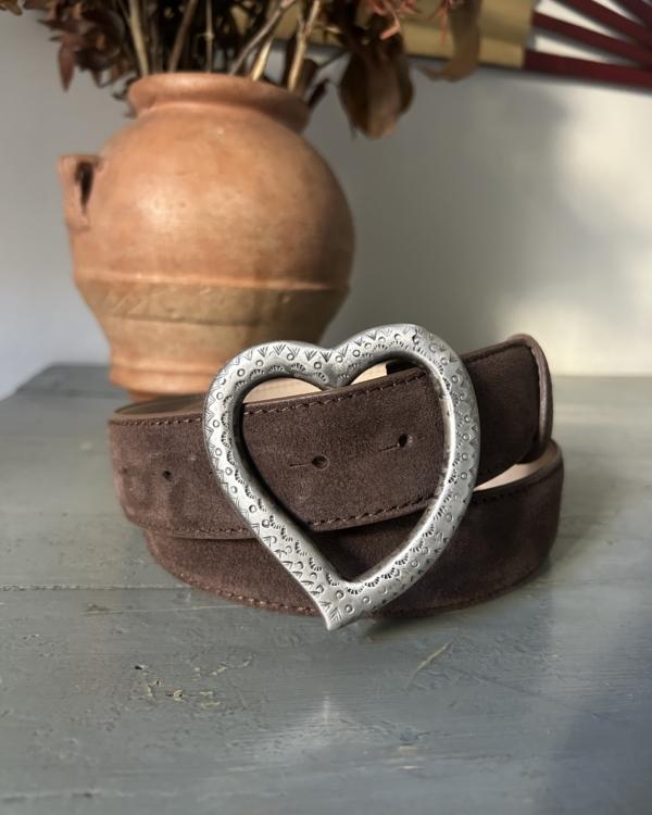 Cintura Cuore - Camoscio Marrone & Cuore in Metallo 2