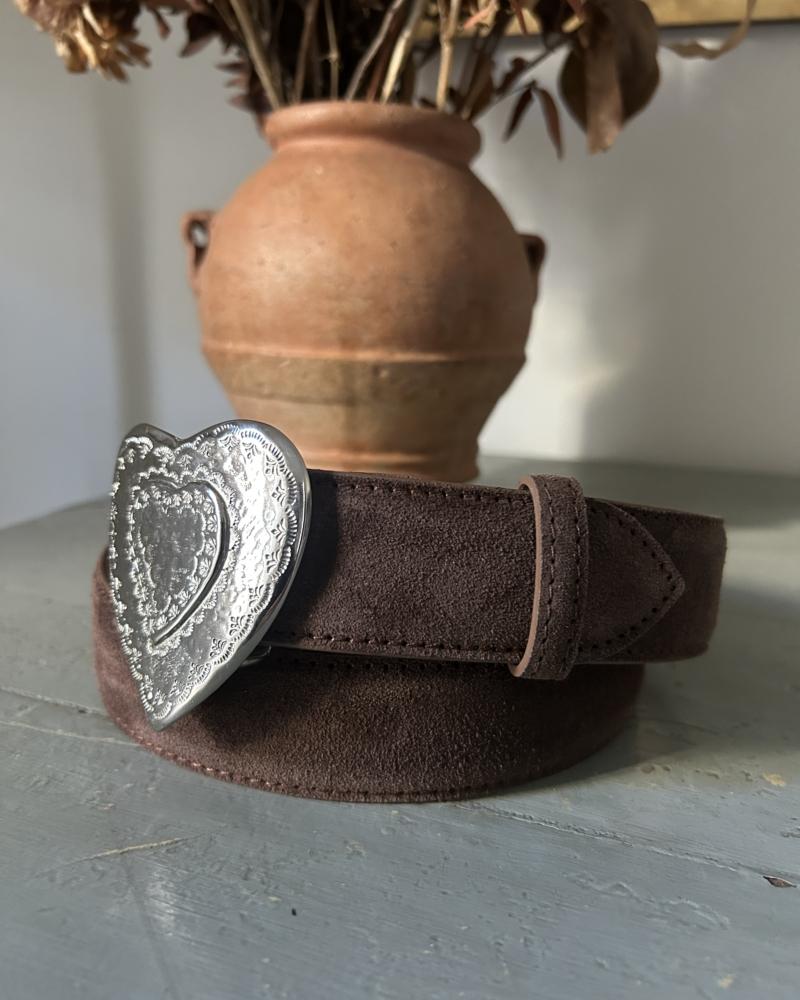 The Heart Belt - Brown Suede & Metal Buckle - Image 4