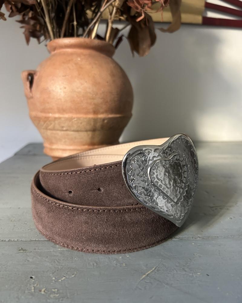 The Heart Belt - Brown Suede & Metal Buckle - Image 5