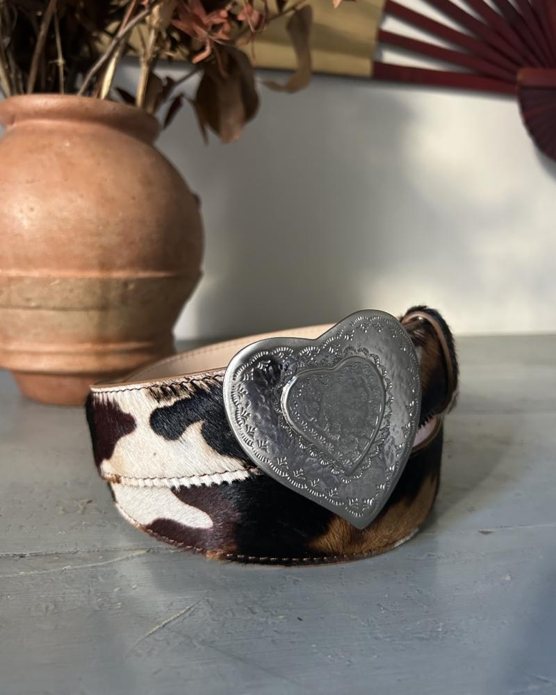 The Heart Belt -Cowhide Leather Pony & Metal Buckle 2