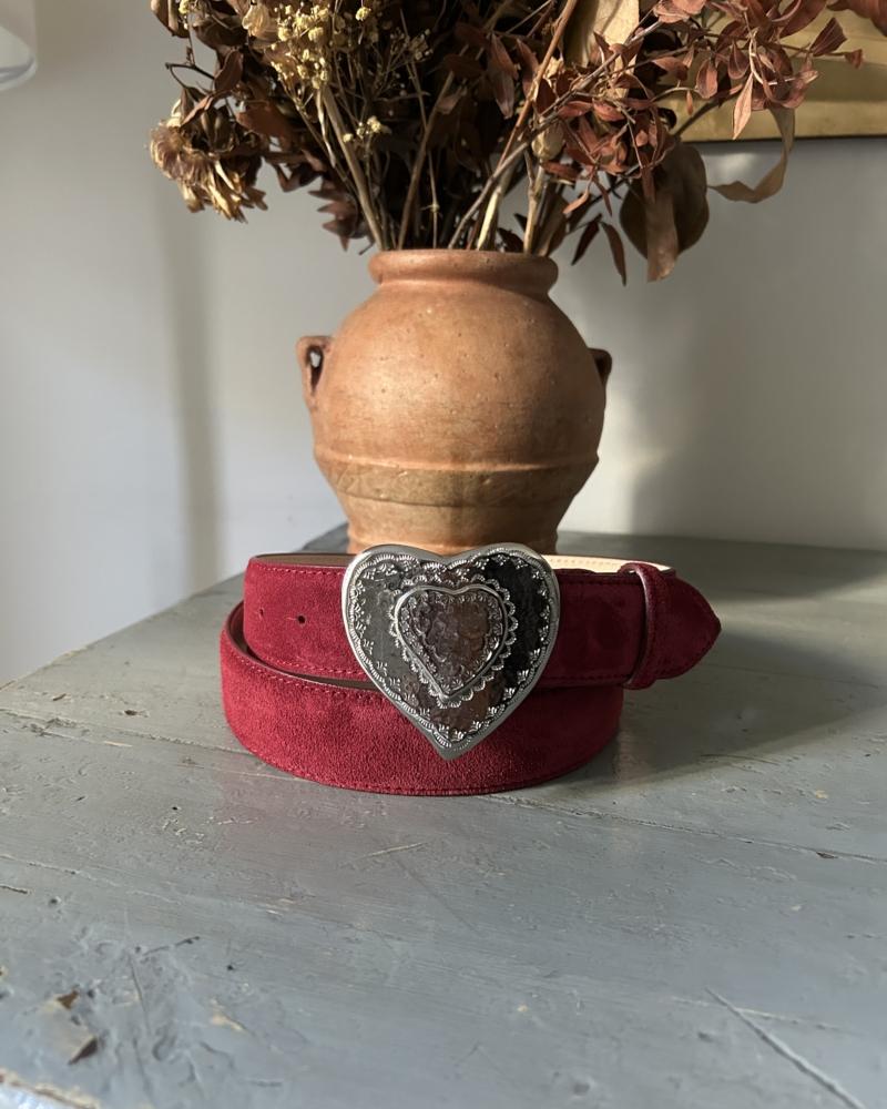 The Heart Belt - Red Suede & Metal Buckle - Image 2