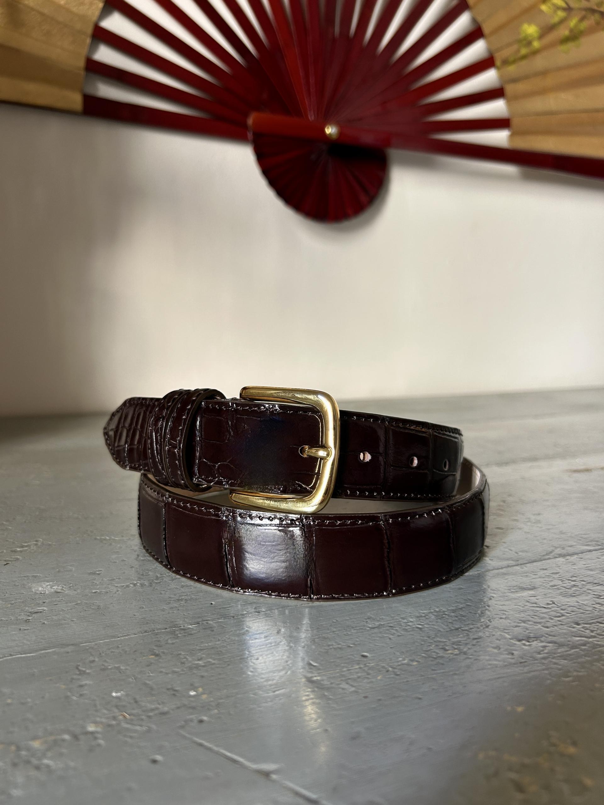 Cintura con fibbia metallo dorato - Cioccolato Fondente - immagine 4