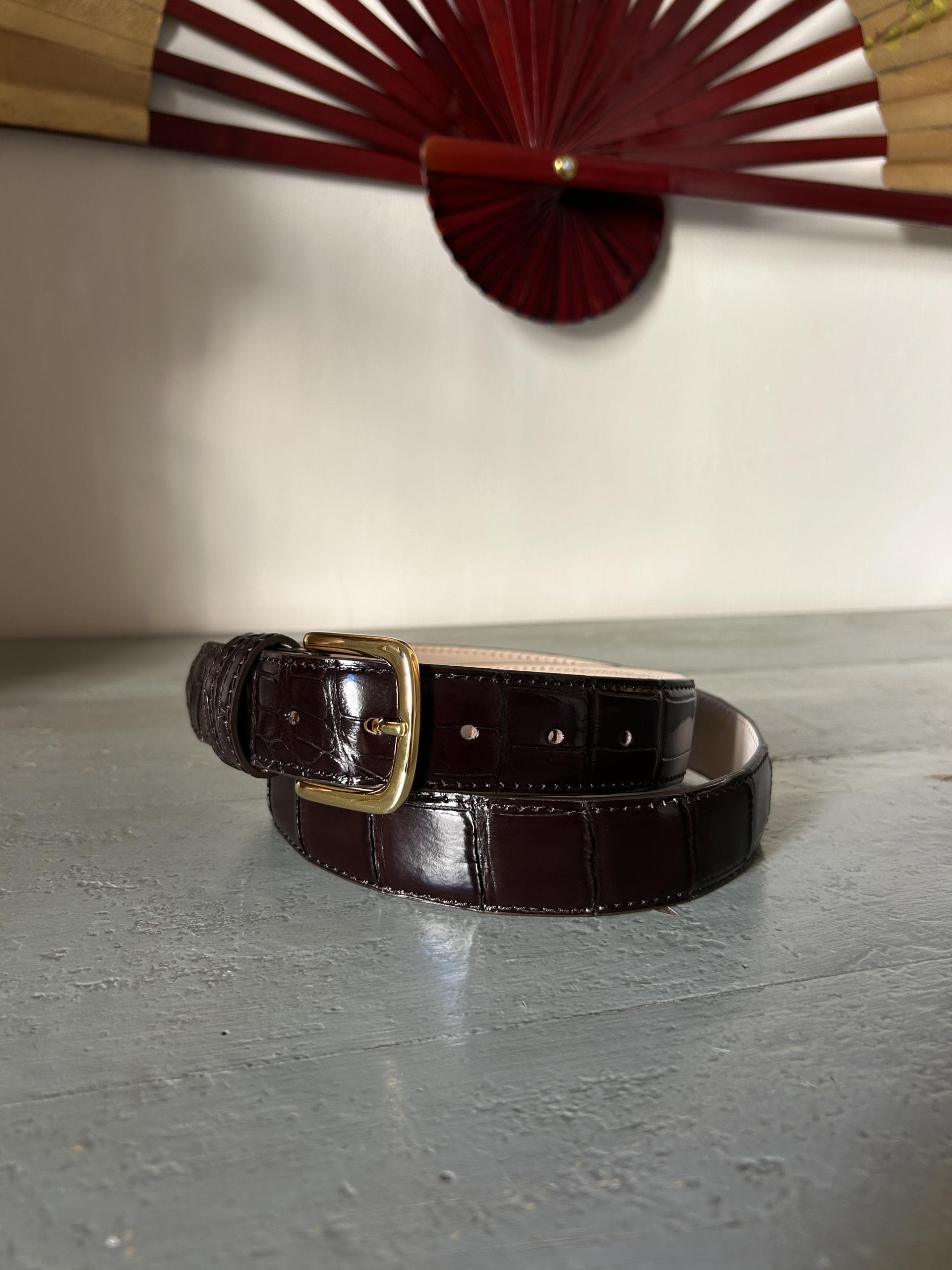 Cintura con fibbia metallo dorato - Cioccolato Fondente - immagine 5