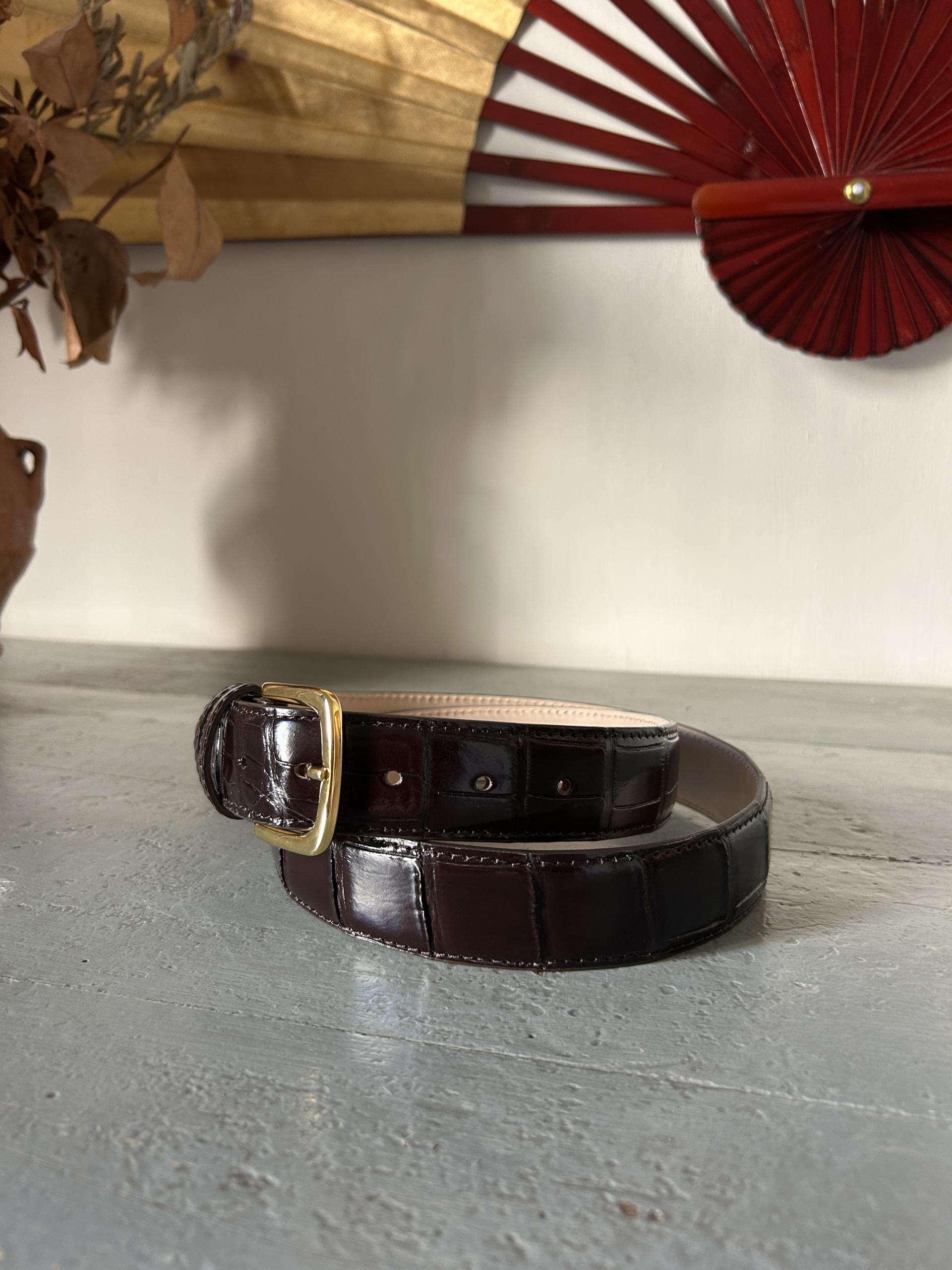 Cintura con fibbia metallo dorato - Cioccolato Fondente - immagine 7