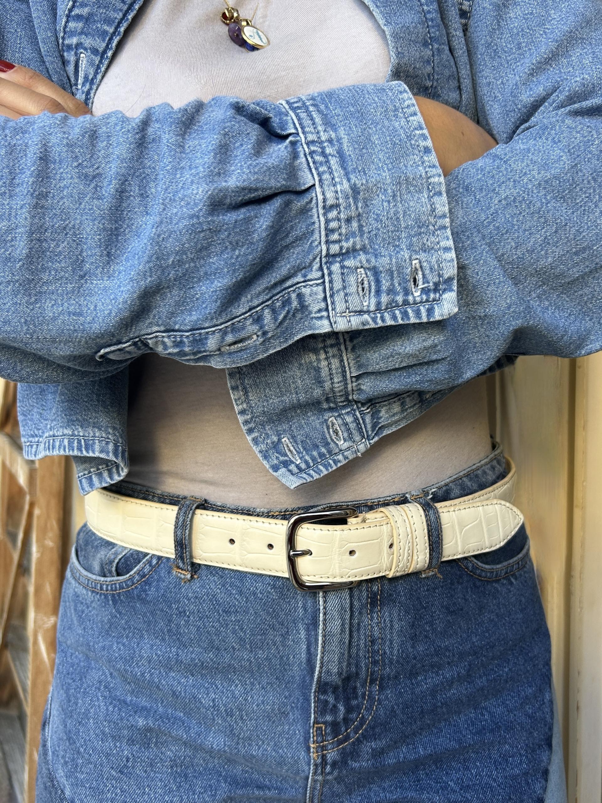 Cintura con fibbia metallo - Panna Montata - immagine 2